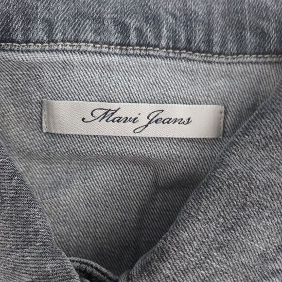 Mavi Women Small Gray Button Front Denim Distressed Jean Jacket - Picture 4 of 6